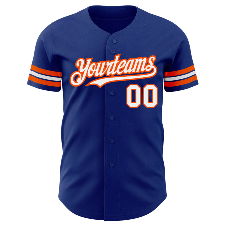 Custom Royal White-Orange Authentic Baseball Jersey