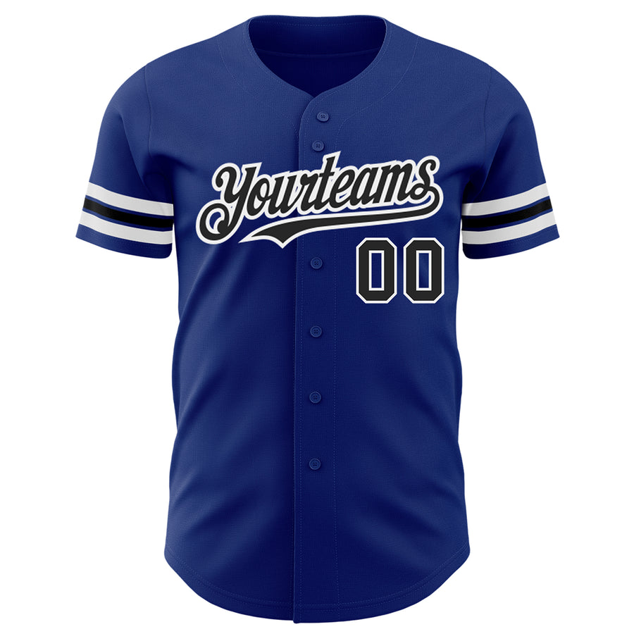 Custom Royal Black-White Authentic Baseball Jersey