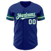 Custom Royal White-Kelly Green Authentic Baseball Jersey