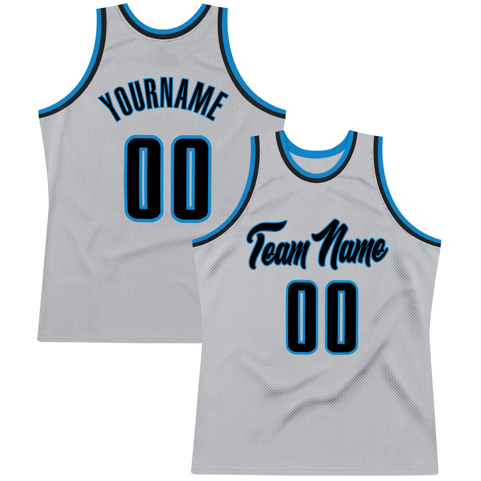 FANSIDEA Custom Silver Gray Navy-Blue Authentic Throwback Basketball Jersey Men's Size:XL