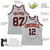 Custom Gray Black-Orange Authentic Throwback Basketball Jersey