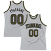 Custom Gray Olive-Black Authentic Throwback Basketball Jersey