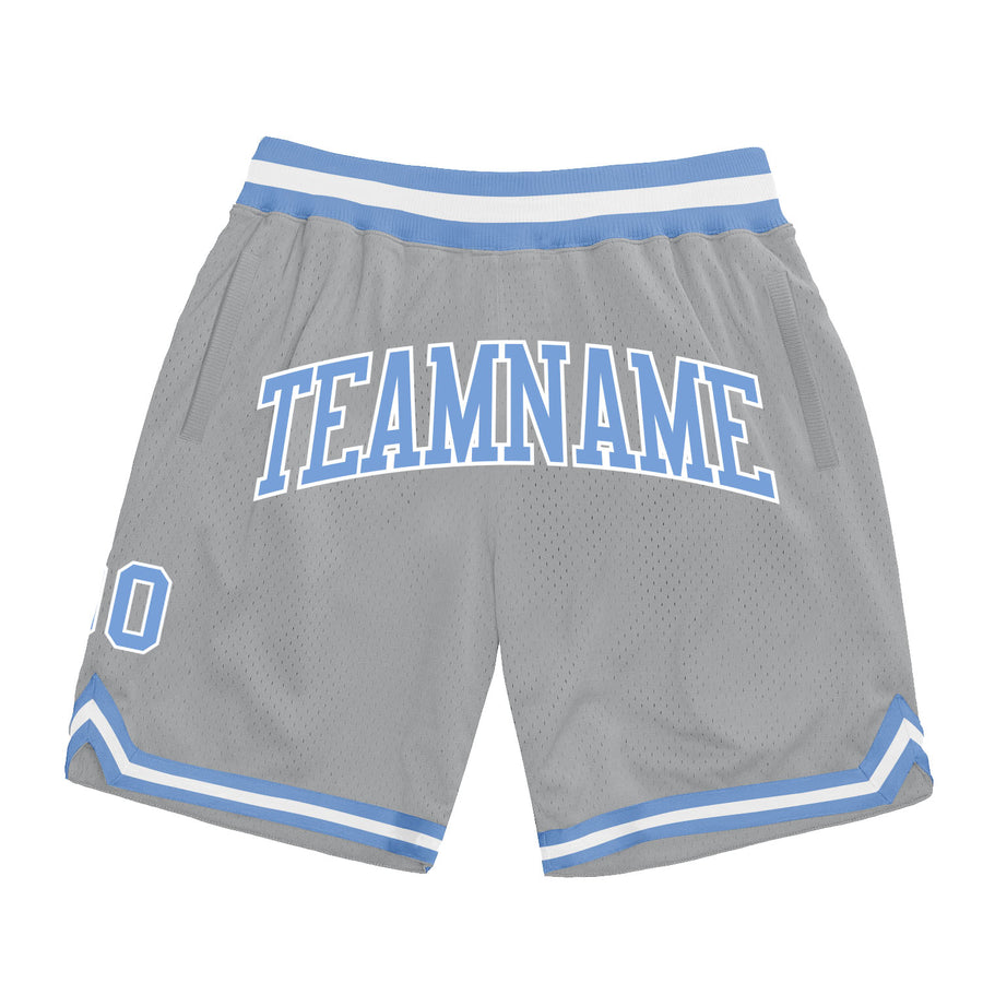 Custom Gray Light Blue-White Authentic Throwback Basketball Jersey Discount