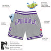 Custom Gray Purple-White Authentic Throwback Basketball Shorts