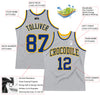 Custom Gray Royal-Gold Authentic Throwback Basketball Jersey