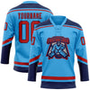 Custom Sky Blue Red-Navy Hockey Lace Neck Jersey