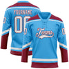 Custom Sky Blue White-Maroon Hockey Lace Neck Jersey