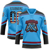 Custom Sky Blue Vintage USA Flag Black-Maroon Hockey Lace Neck Jersey