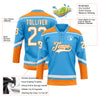 Custom Sky Blue White-Bay Orange Hockey Lace Neck Jersey