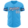 Custom Sky Blue White-Navy Authentic Baseball Jersey