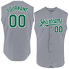 Custom Gray Kelly Green-White Authentic Sleeveless Baseball Jersey