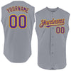 Custom Gray Purple-Gold Authentic Sleeveless Baseball Jersey