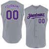 Custom Gray Purple-Black Authentic Sleeveless Baseball Jersey