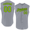 Custom Gray Neon Green-Black Authentic Sleeveless Baseball Jersey