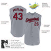 Custom Gray Crimson-Black Authentic Sleeveless Baseball Jersey