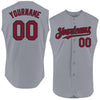 Custom Gray Crimson-Black Authentic Sleeveless Baseball Jersey