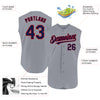 Custom Gray Navy-Red Authentic Sleeveless Baseball Jersey