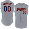 Custom Gray Navy-Orange Authentic Sleeveless Baseball Jersey