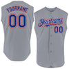 Custom Gray Royal-Red Authentic Sleeveless Baseball Jersey