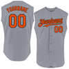 Custom Gray Orange-Black Authentic Sleeveless Baseball Jersey