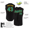 Custom Black Teal-Yellow Authentic Sleeveless Baseball Jersey