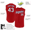 Custom Red White-Navy Authentic Sleeveless Baseball Jersey