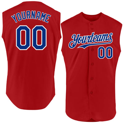 Custom Red Royal-White Authentic Sleeveless Baseball Jersey