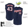 Custom Navy White-Red Authentic Sleeveless Baseball Jersey