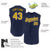 Custom Navy Gold-White Authentic Sleeveless Baseball Jersey