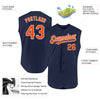 Custom Navy Orange-White Authentic Sleeveless Baseball Jersey