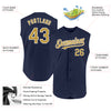 Custom Navy Old Gold-White Authentic Sleeveless Baseball Jersey