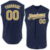 Custom Navy Old Gold-White Authentic Sleeveless Baseball Jersey