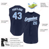 Custom Navy Light Blue-White Authentic Sleeveless Baseball Jersey