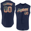 Custom Navy Vintage USA Flag-Cream Authentic Sleeveless Baseball Jersey