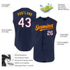 Custom Navy Maroon-Gold Authentic Sleeveless Baseball Jersey