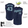 Custom Navy Gray-Teal Authentic Sleeveless Baseball Jersey