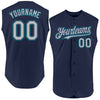 Custom Navy Gray-Teal Authentic Sleeveless Baseball Jersey