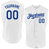 Custom White Royal Authentic Sleeveless Baseball Jersey