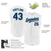 Custom White Navy Gray-Teal Authentic Sleeveless Baseball Jersey