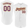 Custom White Purple-Gold Authentic Sleeveless Baseball Jersey