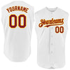 Custom White Crimson-Gold Authentic Sleeveless Baseball Jersey