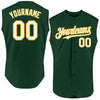 Custom Green White-Gold Authentic Sleeveless Baseball Jersey