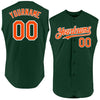 Custom Green Orange-White Authentic Sleeveless Baseball Jersey