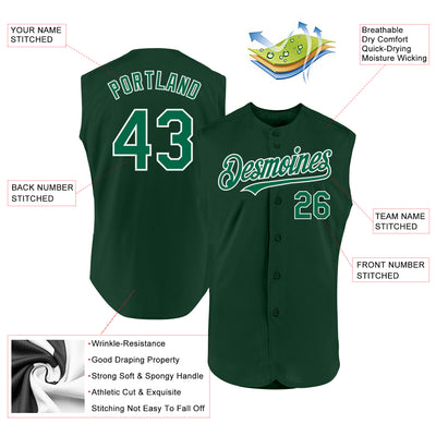 Custom Green Kelly Green-White Authentic Sleeveless Baseball Jersey