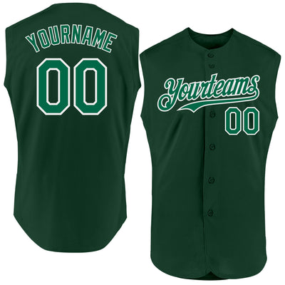 Custom Green Kelly Green-White Authentic Sleeveless Baseball Jersey