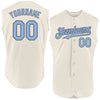 Custom Cream Light Blue-Steel Gray Authentic Sleeveless Baseball Jersey