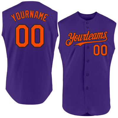 Custom Purple Orange-Black Authentic Sleeveless Baseball Jersey