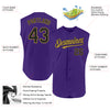 Custom Purple Black-Old Gold Authentic Sleeveless Baseball Jersey