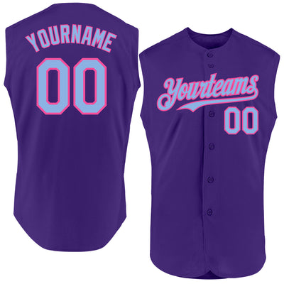 Custom Purple Light Blue-Pink Authentic Sleeveless Baseball Jersey