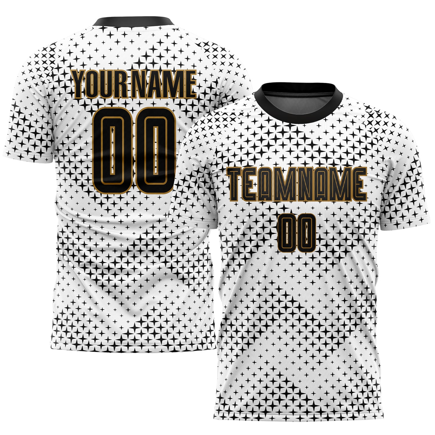 Custom White Black-Old Gold Sublimation Soccer Uniform Jersey